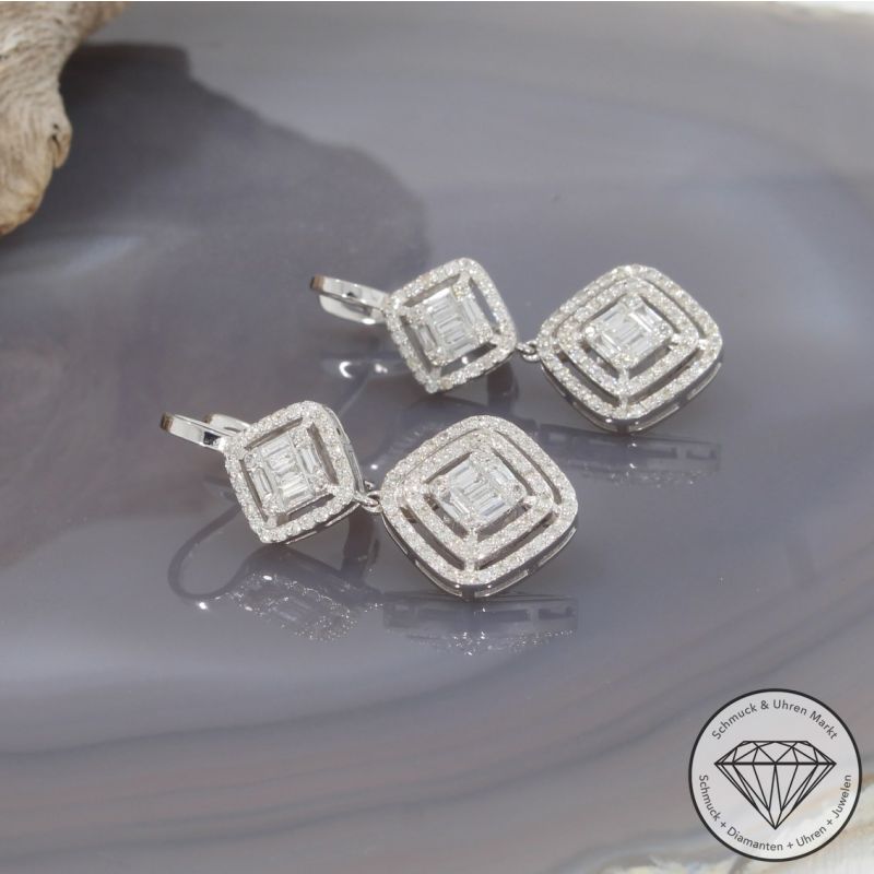 Wert 6790 € Brillant Diamant Ohrringe in 585er 14 K Weißgold - 89301