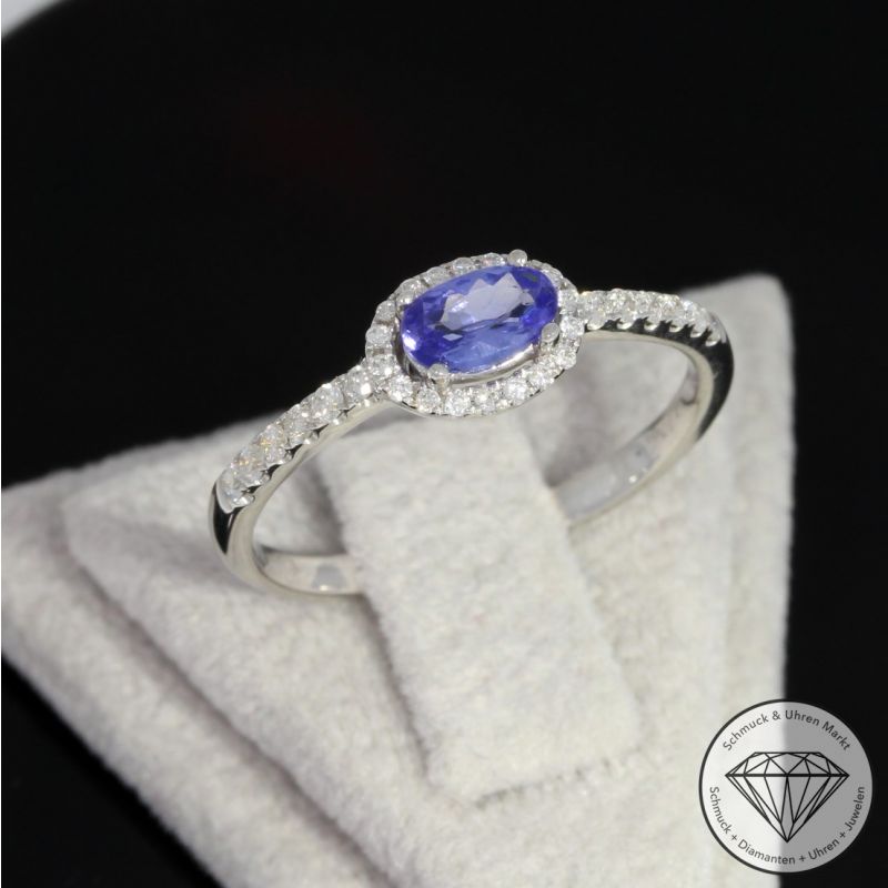 Wert 1230 € Brillant Tansanit Ring in 750er 18 K Weißgold - 89395