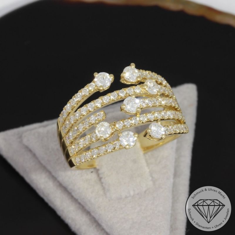 Wert 5000 € Brillant Ring (1,25 carat) in 750er 18 K Gelbgold - 89419