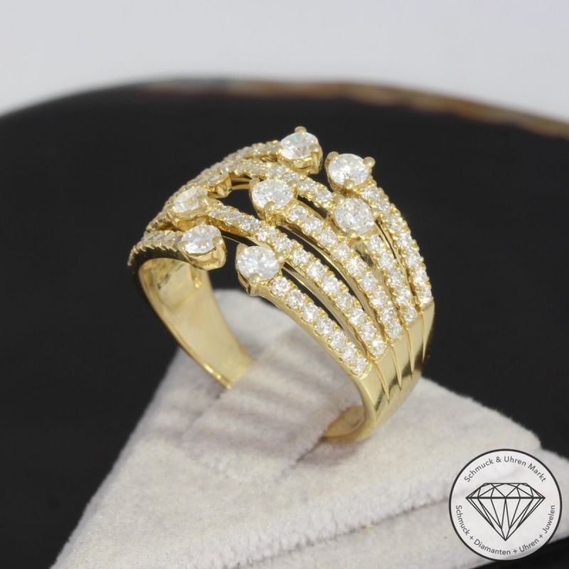 Wert 5000 € Brillant Ring (1,25 carat) in 750er 18 K Gelbgold - 89419