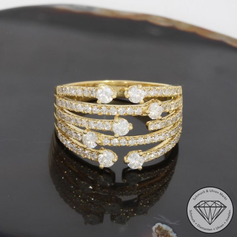Wert 5000 € Brillant Ring (1,25 carat) in 750er 18 K Gelbgold - 89419