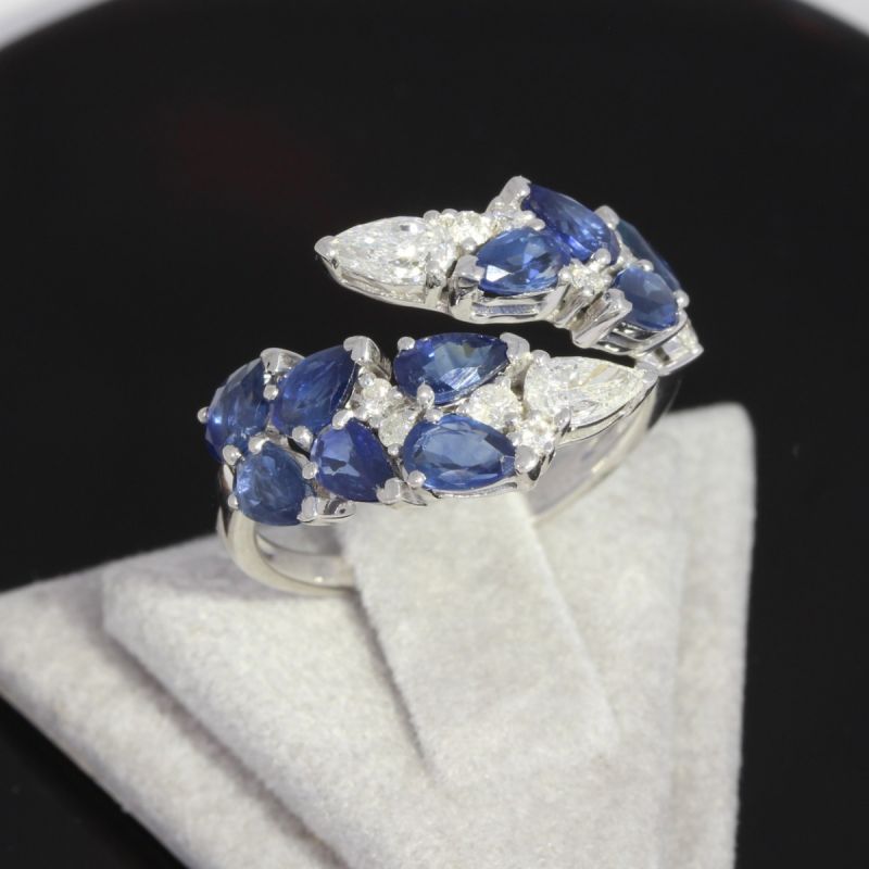 Wert 4170 € Brillant Diamant Saphir Ring in 750er 18 K Weißgold - 89421