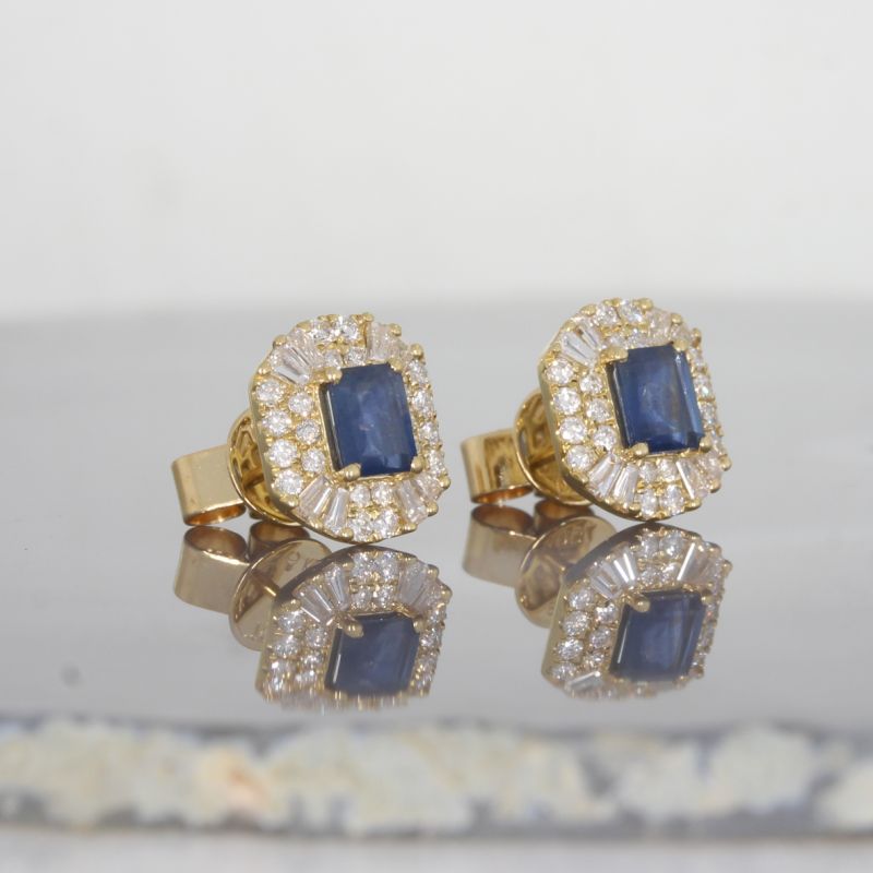 Wert 2690 € Brillant Diamant Saphir Ohrringe in 750er 18 K Gelbgold - 89439