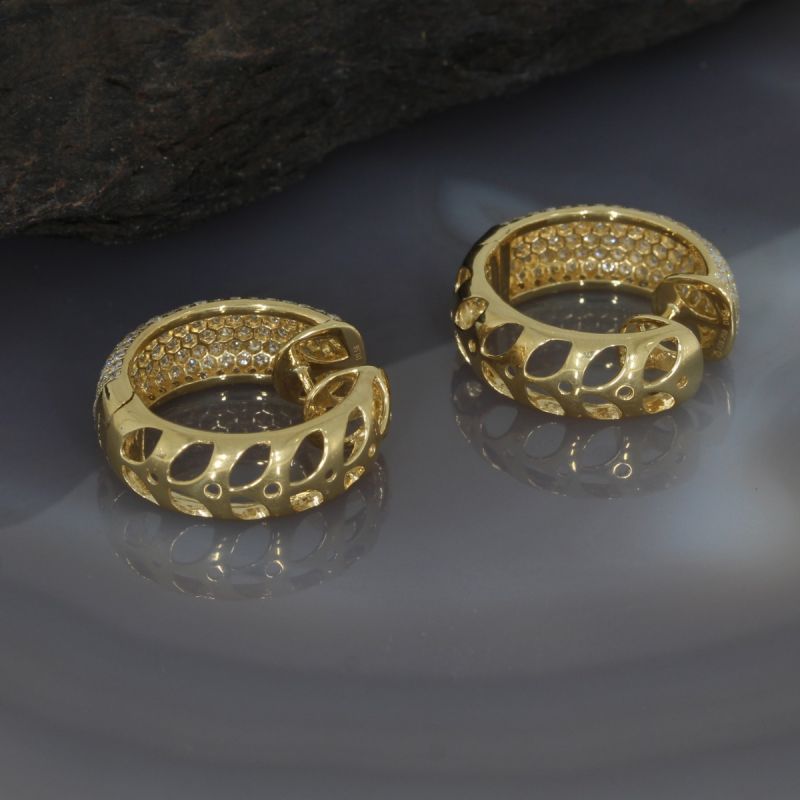 Wert 10460 € Brillant Creolen (3,16 carat) in 750er 18 K Gelbgold - 89445