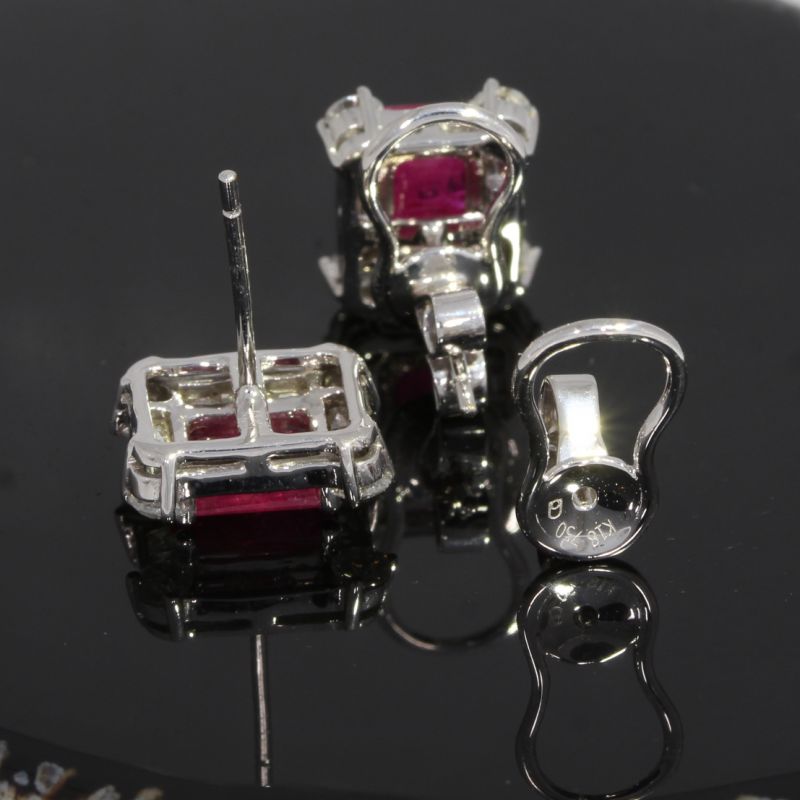 Wert 3650 € Brillant Diamant Rubin Ohrstecker in 750er 18 K Weißgold - 89450