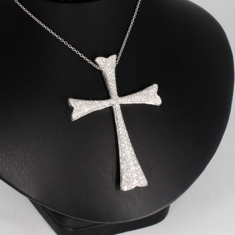 Wert 12500 € WEMPE Brillant Anhänger Kreuz mit Kette in 750er 18 K Weißgold - 89539
