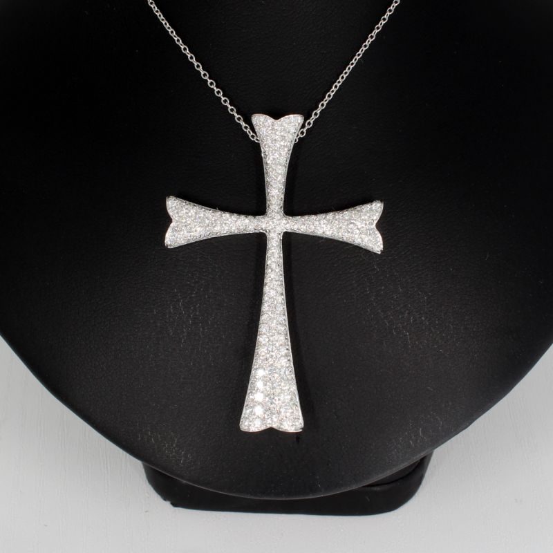 Wert 12500 € WEMPE Brillant Anhänger Kreuz mit Kette in 750er 18 K Weißgold - 89539
