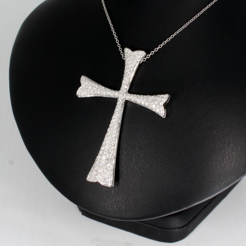 Wert 12500 € WEMPE Brillant Anhänger Kreuz mit Kette in 750er 18 K Weißgold - 89539