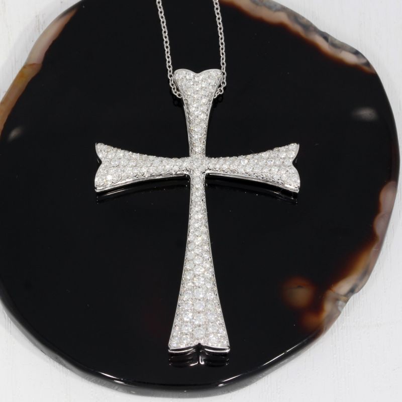 Wert 12500 € WEMPE Brillant Anhänger Kreuz mit Kette in 750er 18 K Weißgold - 89539
