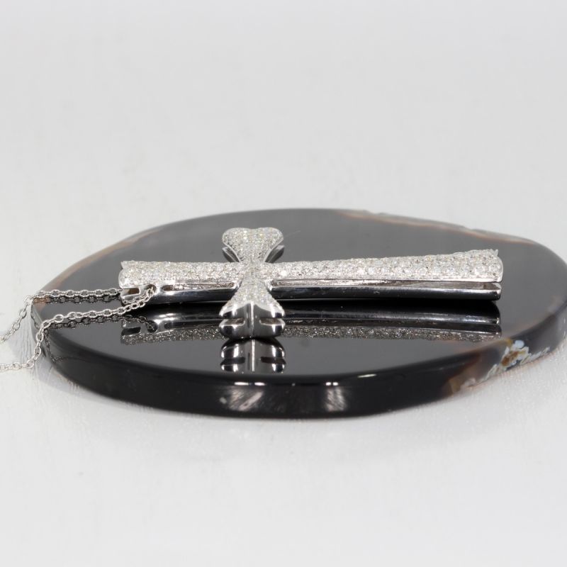 Wert 12500 € WEMPE Brillant Anhänger Kreuz mit Kette in 750er 18 K Weißgold - 89539