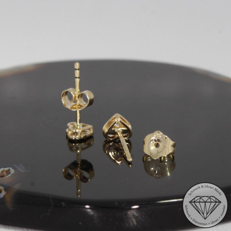 Wert 690 € Brillant Herz Ohrringe (0,17 carat) in 585er 14 K Gelbgold - H1543