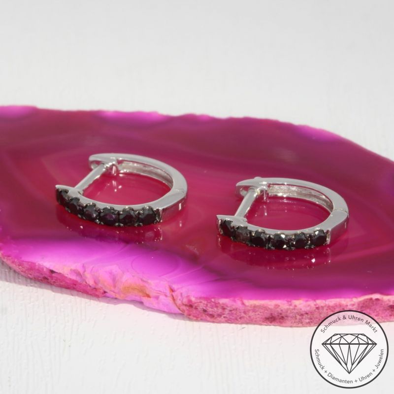 Sale! Wert 800 € schwarze Diamant Creolen (0,27 carat) in 585er 14 K Weißgold - H1637