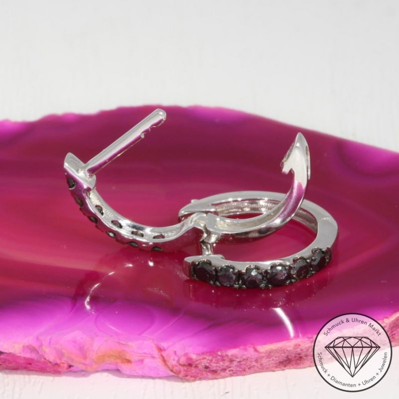 Sale! Wert 800 € schwarze Diamant Creolen (0,27 carat) in 585er 14 K Weißgold - H1637