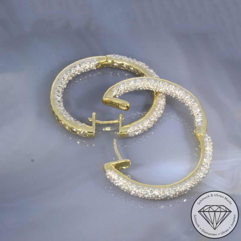 Wert 10490 € Brillant Creolen (ca. 2,50 carat) in 750er 18 K Gelbgold - 89742