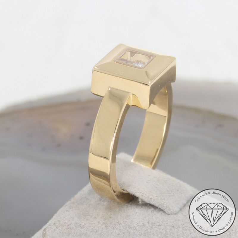 Wert 3380 € Chopard Happy Diamonds Solitär Brillant Ring (ca. 0,05 carat) in 750er 18 K Gelbgold - 89830