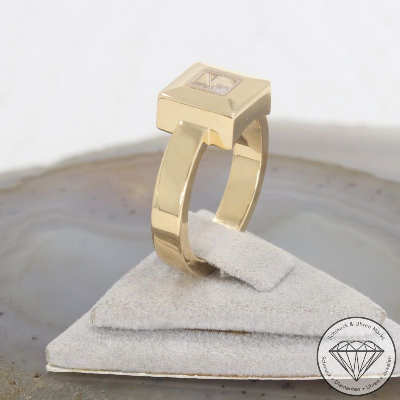 Wert 3380 € Chopard Happy Diamonds Solitär Brillant Ring (ca. 0,05 carat) in 750er 18 K Gelbgold - 89830