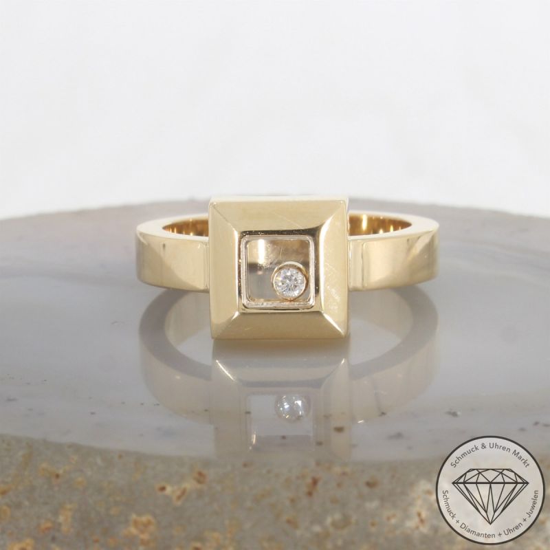 Wert 3380 € Chopard Happy Diamonds Solitär Brillant Ring (ca. 0,05 carat) in 750er 18 K Gelbgold - 89830