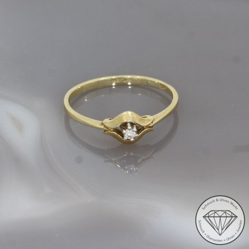Wert 490 € Solitär Brillant Ring in 585er 14 K Gelbgold - 90039