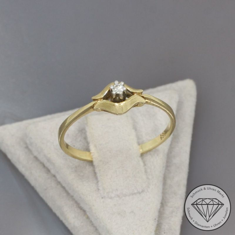 Wert 490 € Solitär Brillant Ring in 585er 14 K Gelbgold - 90039