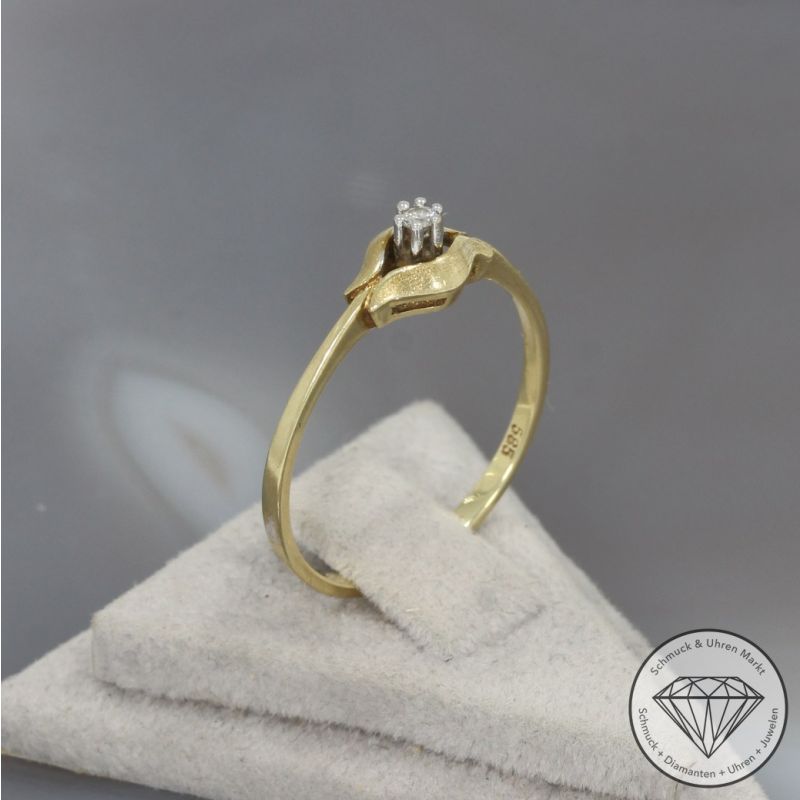 Wert 490 € Solitär Brillant Ring in 585er 14 K Gelbgold - 90039