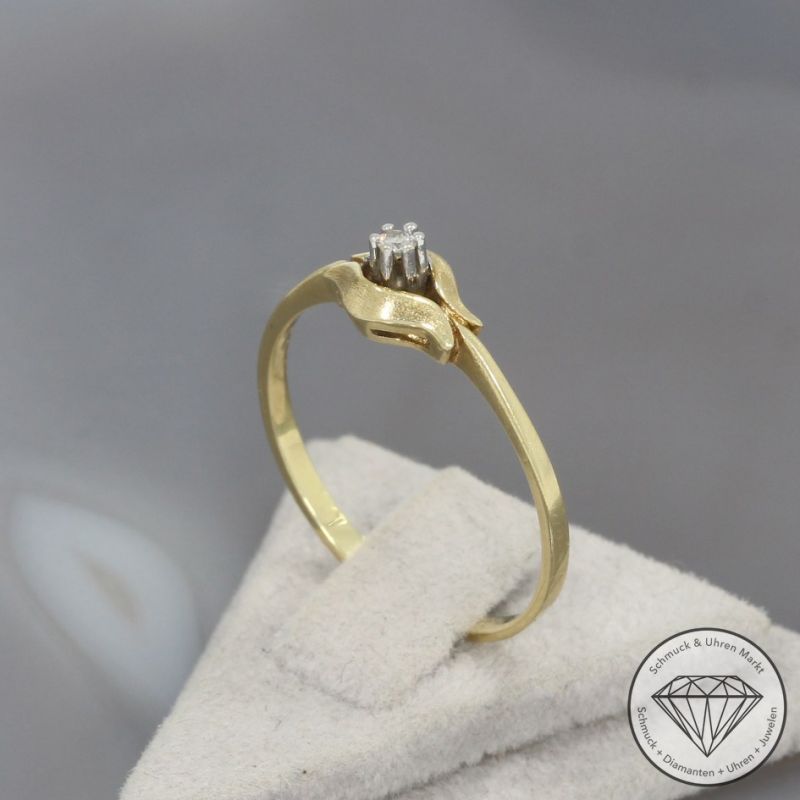 Wert 490 € Solitär Brillant Ring in 585er 14 K Gelbgold - 90039