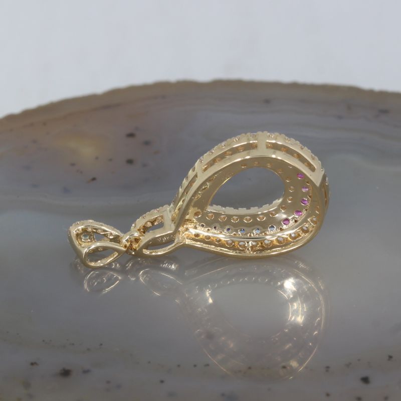 Wert 1950 € Brillant Saphir Anhänger in 585er 14 K Gelbgold - H535