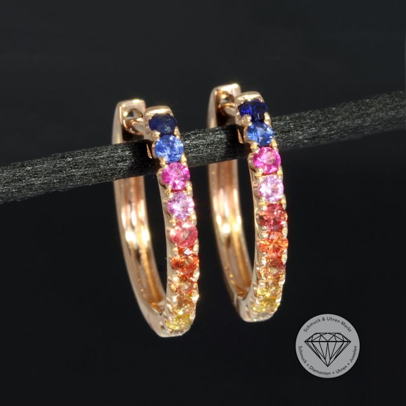 Wert 1450 € Saphir Creolen in 585er 14 K Roségold - H1636