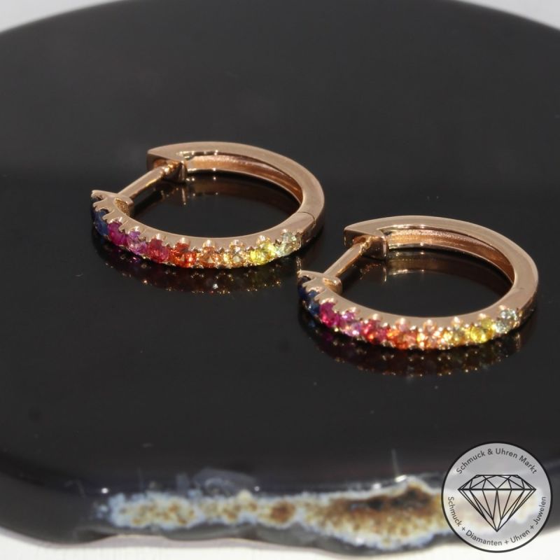 Wert 1450 € Saphir Creolen in 585er 14 K Roségold - H1636