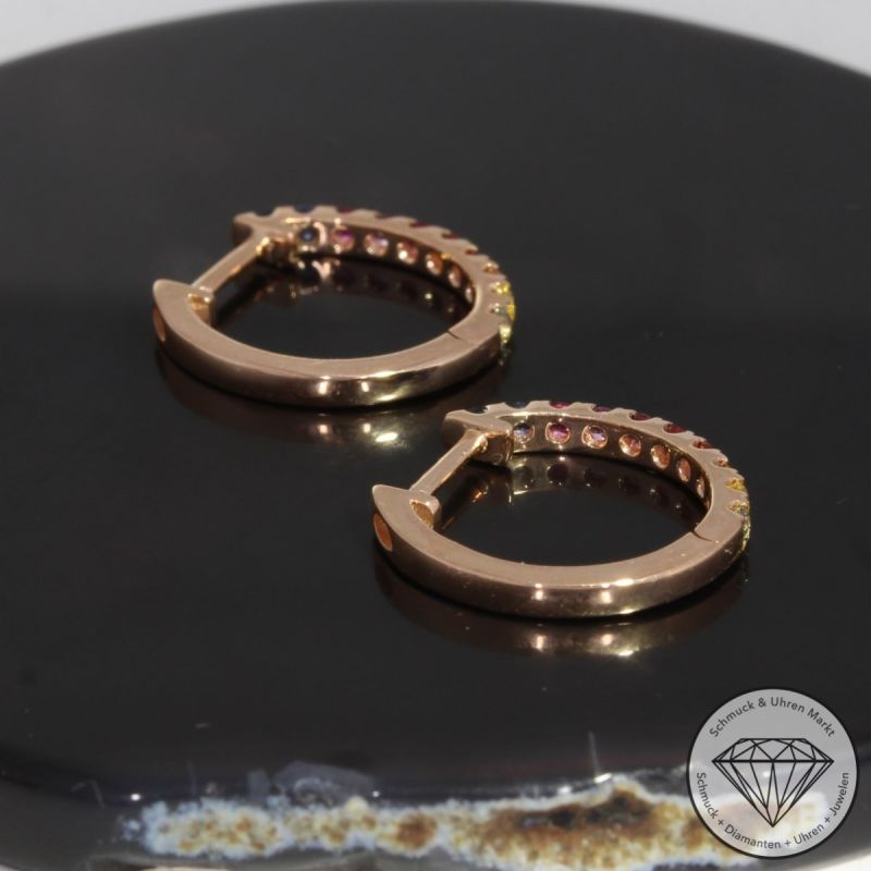 Wert 1450 € Saphir Creolen in 585er 14 K Roségold - H1636