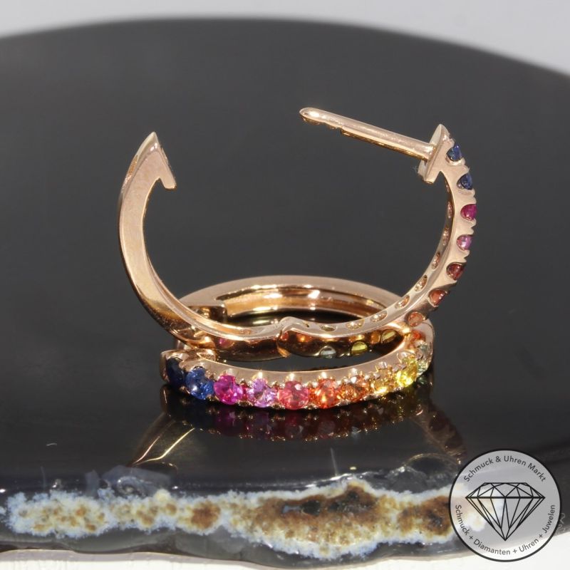 Wert 1450 € Saphir Creolen in 585er 14 K Roségold - H1636