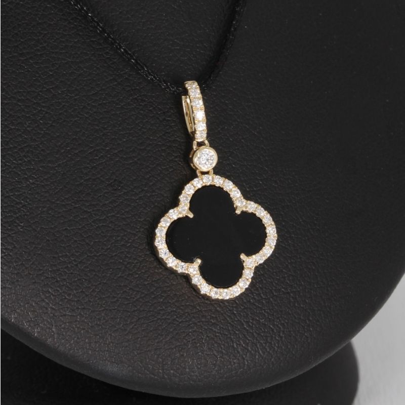 Wert 1590 € Brillant Onyx Anhänger in 585er 14 K Gelbgold - H482