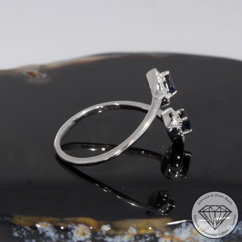 Wert 1150 € Brillant Saphir Ring in 750er 18 K Weißgold - H1621