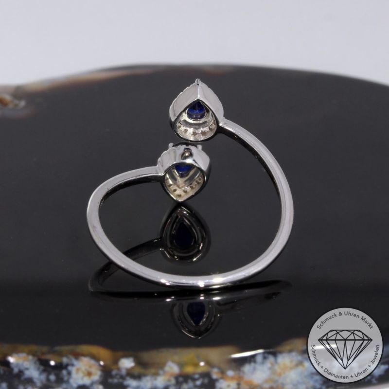 Wert 1150 € Brillant Saphir Ring in 750er 18 K Weißgold - H1621