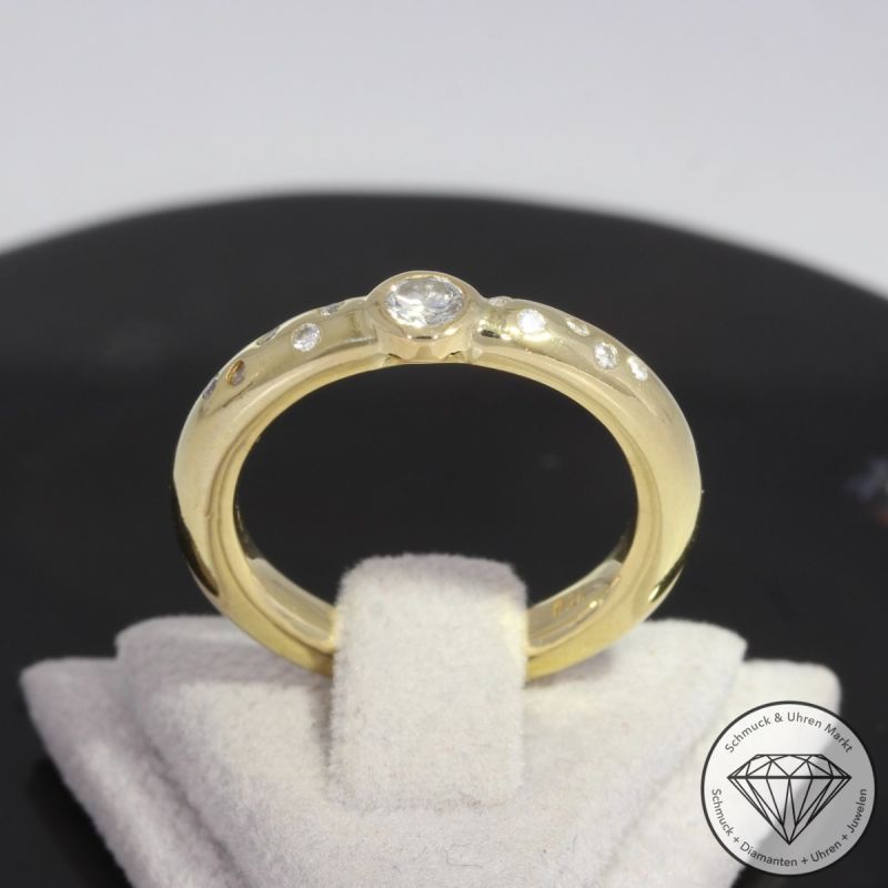 Sale! Wert 1890 € Brillant Ring massiv 750er/18 Karat Gelb Gold Größe 53 – 90701