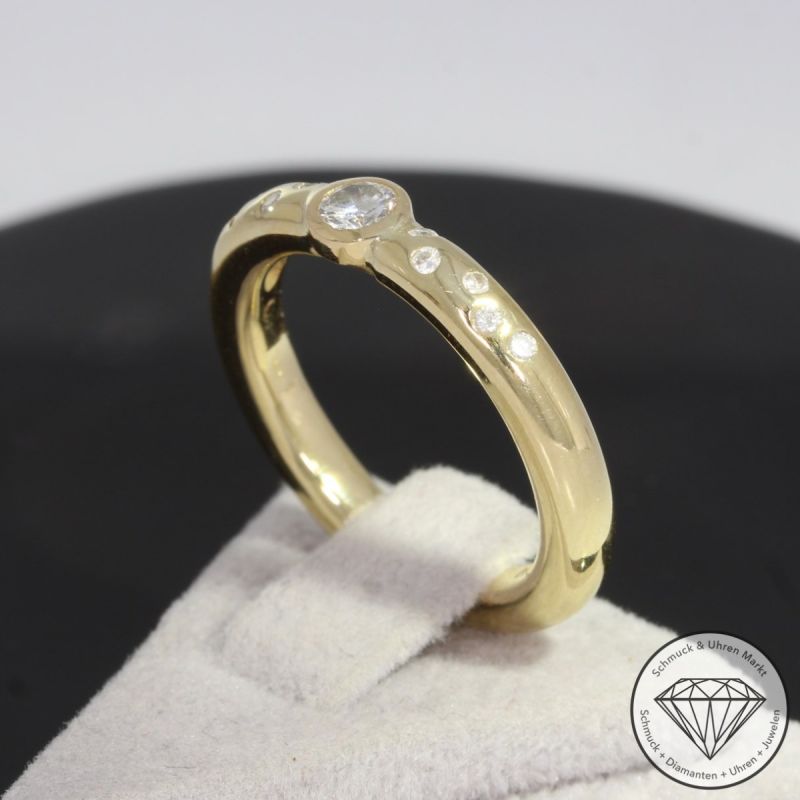 Sale! Wert 1890 € Brillant Ring massiv 750er/18 Karat Gelb Gold Größe 53 – 90701