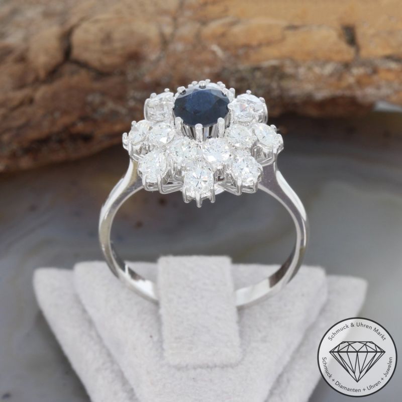 Sale! Wert 4990 € Brillant Saphir Ring in 750er 18 K Weißgold - 90707