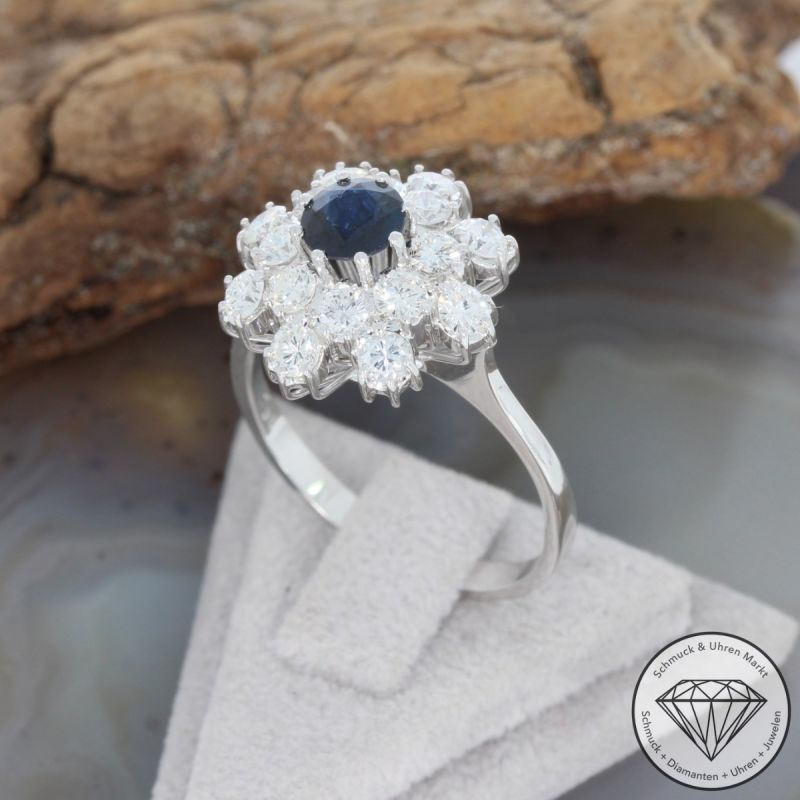 Sale! Wert 4990 € Brillant Saphir Ring in 750er 18 K Weißgold - 90707