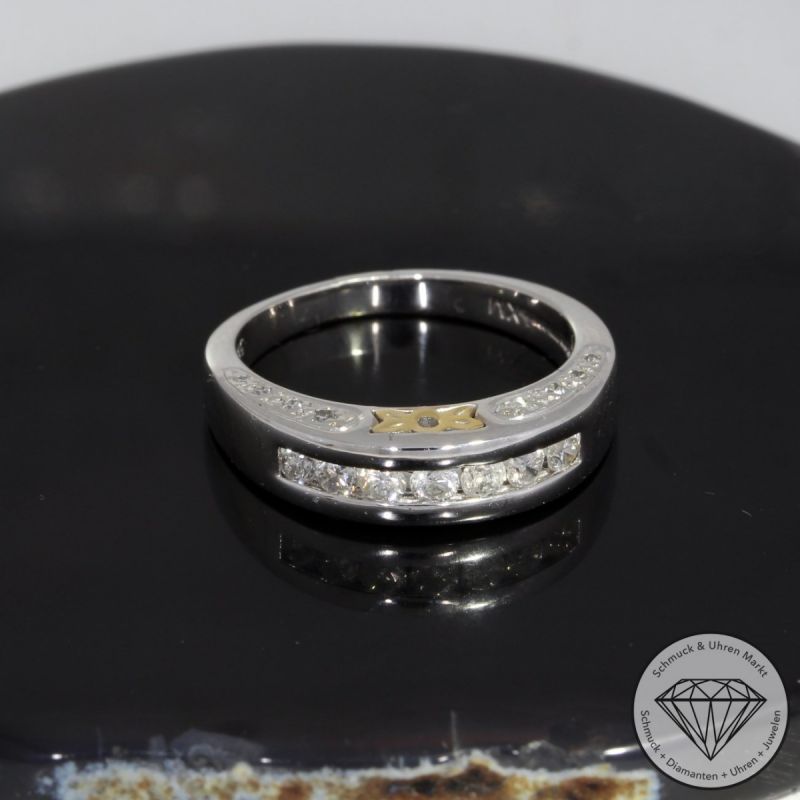 Sale! Wert 1890 € Brillant Diamant Ring 750er/18 Karat Weiß und Gelb Gold Größe 55 – 90724