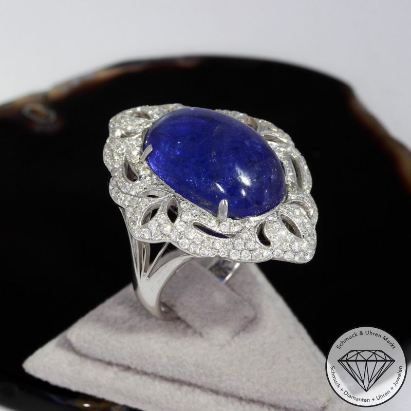 Wert 6400 € Brillant Tansanit Ring in 750er 18 K Weißgold - 90770