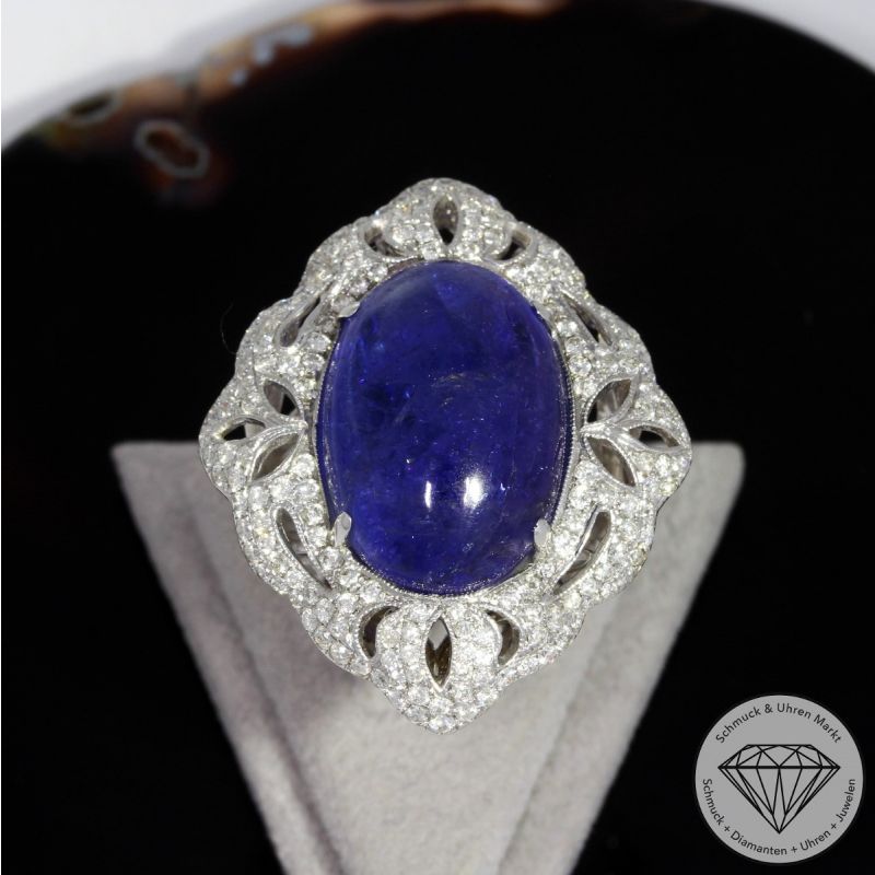 Wert 6400 € Brillant Tansanit Ring in 750er 18 K Weißgold - 90770