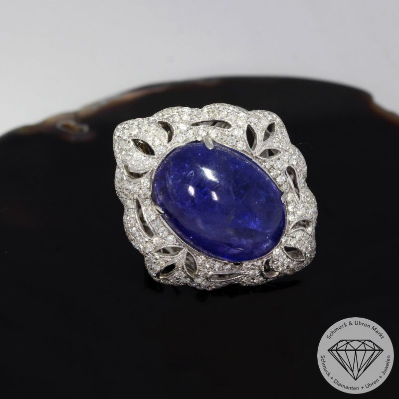 Wert 6400 € Brillant Tansanit Ring in 750er 18 K Weißgold - 90770