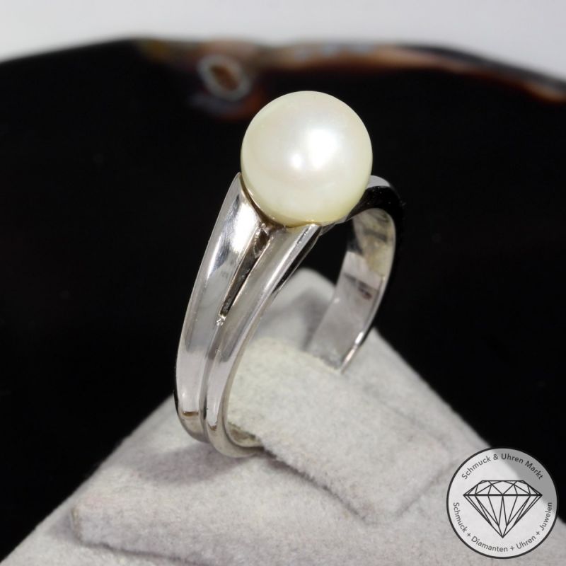 Wert 690 € Perl Ring in 585er 14 K Weißgold - 90812