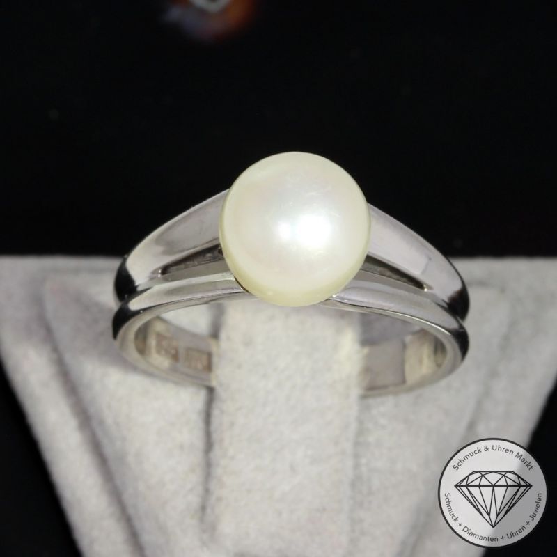 Wert 690 € Perl Ring in 585er 14 K Weißgold - 90812
