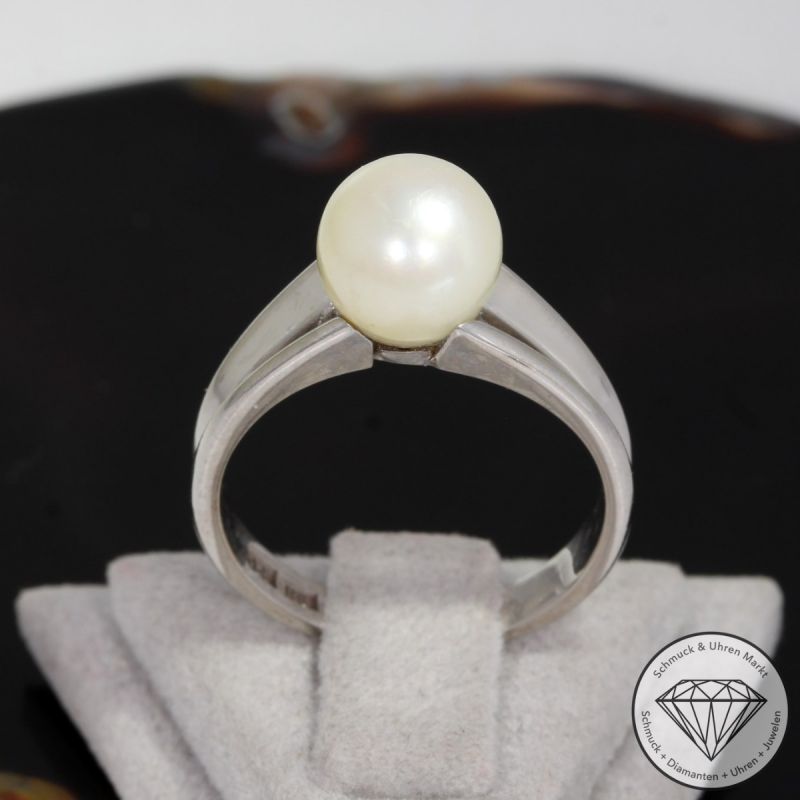 Wert 690 € Perl Ring in 585er 14 K Weißgold - 90812
