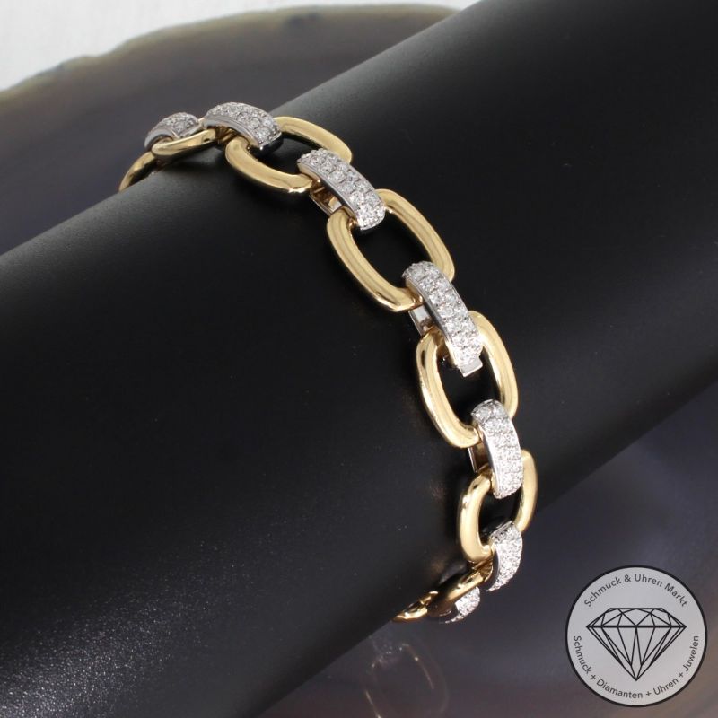 Wert 9900 € Bicolor Brillant Armband (2,08 carat) in 585er 14 K Gold - 90960