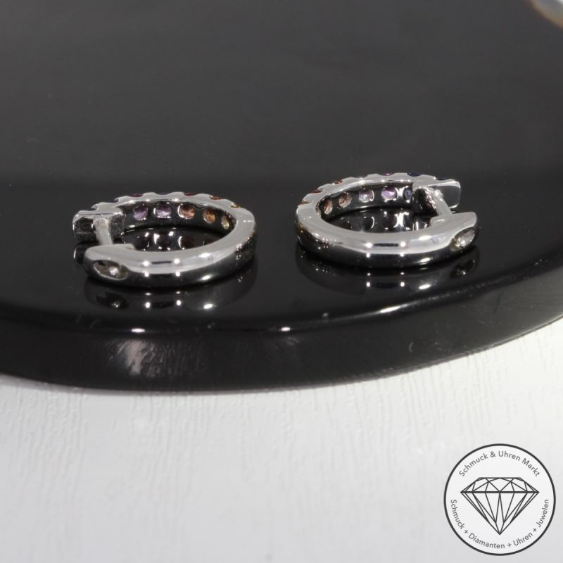 Wert 1080 € Saphir Creolen (0,64 carat) in 585er 14 K Weißgold - H1661