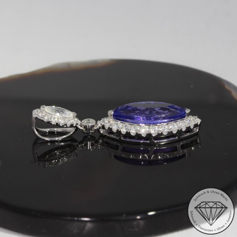 Sale! Wert 13530 € Brillant Tansanit Anhänger in 585er 14 K Weißgold - 90987