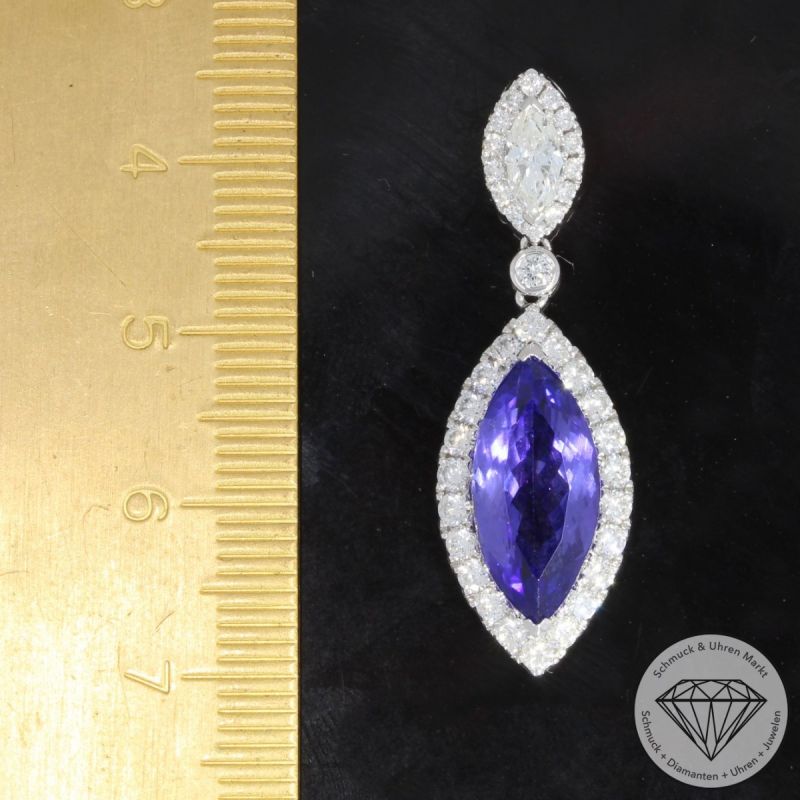 Sale! Wert 13530 € Brillant Tansanit Anhänger in 585er 14 K Weißgold - 90987
