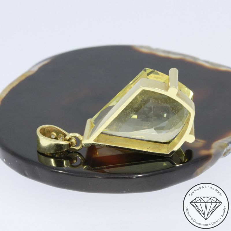 Sale! Wert 3200 € Brillant Diamant Citrin Anhänger in 585er 14 K Gelbgold - 91076