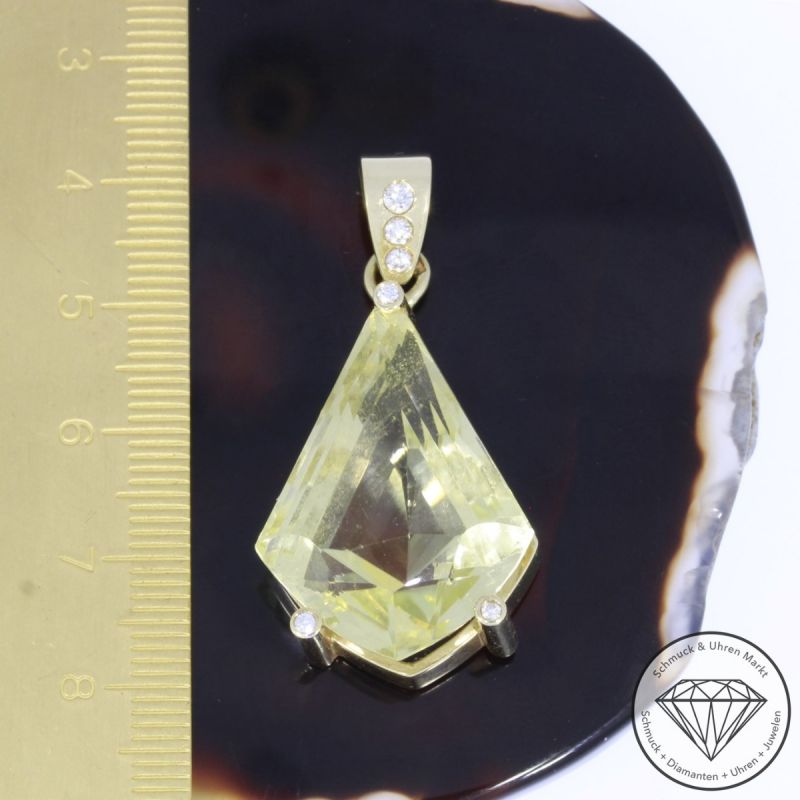 Sale! Wert 3200 € Brillant Diamant Citrin Anhänger in 585er 14 K Gelbgold - 91076